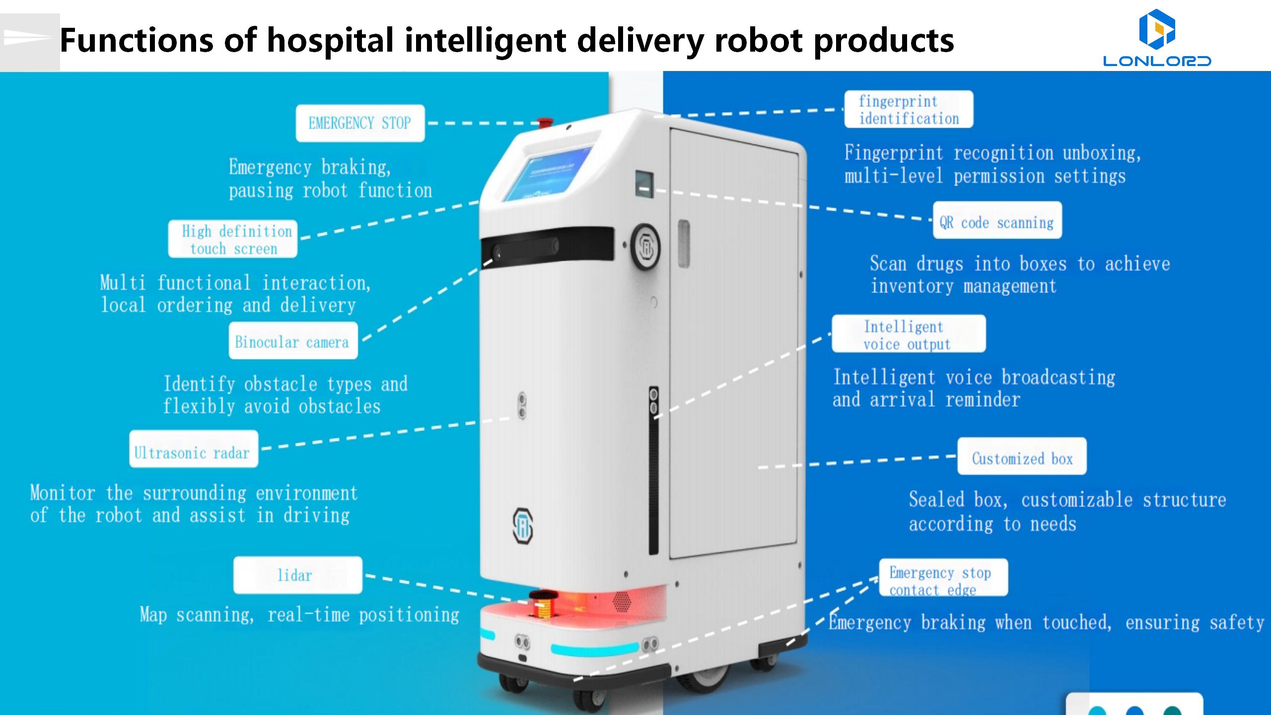 Functions of hospital intelligent delivery robot products
